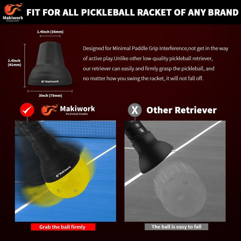 makiwork Pickleball Ball Retriever Silicone Pickleball Grabber and Picker - Image 3